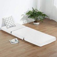 Rest Relax Leather Z Bed Futon Folding Mattress Chair in White