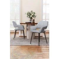 Living and Home 2Pcs Grey Linen Dining Chair with Metal Legs