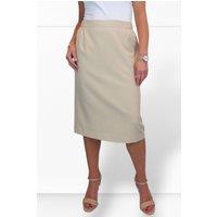 Paulo Due Women's Tailored Midi Pencil Skirt in Beige | Size: 22
