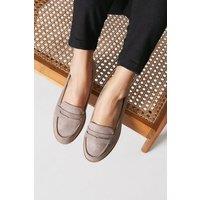 Dorothy Perkins Women's Wide Fit Lara Penny Loafers in Taupe | Size: 3