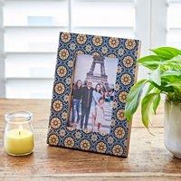 Paper High 6 x 4 Neela Blue & Gold Patterned Photo Frame