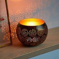 Paper High Black & Gold Metal Tea Light Holder