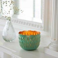 Paper High Turquoise & Gold Metal Tea Light Holder