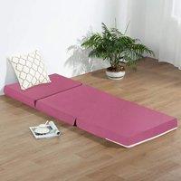 Rest Relax Leather Z Bed Futon Folding Mattress Chair in Pink