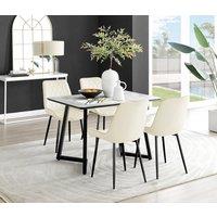 FurnitureboxUK Carson White Marble Effect Dining Table & 4 Pesaro Black Leg Chairs in Cream