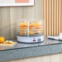 HOMCOM 5 Tier Food Dehydrator w/ Temperature Control for Fruit Meat Jerky Pet Treat in White