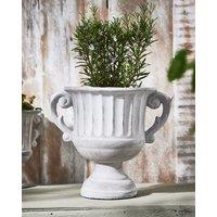 Dibor Vintage Style Concrete Grey Large Indoor Outdoor Planter Plant Pot with Baroque Scrolled Handles (H) 25cm, (Dia)30cm