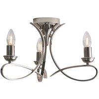 Netlighting Penn 3 Light Semi Flush Multi Arm Ceiling Light Polished Nickel E14 in Grey