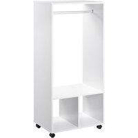 HOMCOM Open Wardrobe Clothes Rail w/ Hanging Rod Storage Closet Organizer in White