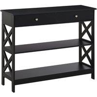 HOMCOM Console Table Sofa Desk w/ Shelves Drawers for Living Room Entryway Bedroom in Black