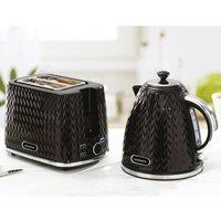 Daewoo Black 'Argyle' 1.7 Litre Jug Kettle & 2 Slice Toaster Set