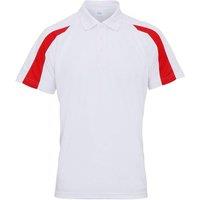 AWDis Men's Just Cool Short Sleeve Contrast Panel Polo Shirt in White | Size: Small
