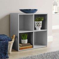 Home Source Storage Cube 4 Shelf Bookcase Wooden Display Unit Organiser Home in Grey