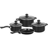 Gr8 Home Non Stick 7 Piece Cooking Pot Frying Pan Saucepan Cookware Set in Black