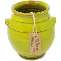 Verano Spanish Ceramics Selena Glazed Hand Dipped Kitchen Dining Utensil Jar (H) 16cm x (D) 16.5cm in Lime