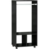 HOMCOM Open Wardrobe Clothes Rail w/ Hanging Rod Storage Closet Organizer in Black