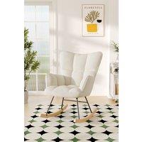 H&O Direct Cream Tufted Upholstered Rocking Chair