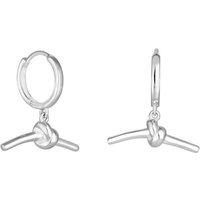 Simply Silver Women's Sterling Silver 925 Polished Knotted T Bar Hoop Earrings