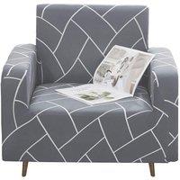 Neel Blue Light Grey & White Printed Sofa Cover | Size: Small
