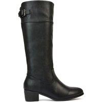 XY London Women's 'Caiden' Knee High Boots Low Heel Western Style in Black | Size: 7
