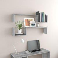 Berkfield Home Wall Shelves 2 pcs Grey Sonoma 100x15x20 cm Engineered Wood | Size: 100 x 15 x 20 cm