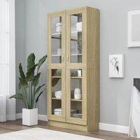Berkfield Home Vitrine Cabinet Sonoma Oak 82.5x30.5x185.5 cm Engineered Wood in Brown