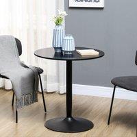 HOMCOM Round Dining Table, Modern Kitchen Table with Steel Base in Black