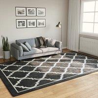 Berkfield Home Rug Washable Black & White 190x300 cm Anti Slip | Size: 100 cm diameter