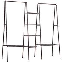 2-Rod Metal Clothing Rack Garment Holder with 4-Tier Grid Shelves