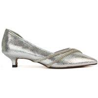 XY London Women's 'Kirsty' Pointed Rhinestone Low Kitten Heel Court Shoes in Silver | Size: 4
