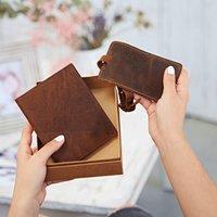 Paper High Buffalo Leather Passport Cover & Luggage Tag Set in Brown