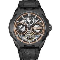 Dual Time Automatic Navigator Watch, 46mm Stainless Steel Case, Dual Time, Skeleton Dial, Sun/Moon Phase Indicator
