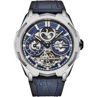 Dual Time Automatic Navigator Watch, 46mm Stainless Steel Case, Dual Time, Skeleton Dial, Sun/Moon Phase Indicator