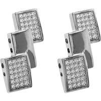 Jewelco London Women's Sterling Silver CZ Triple Rectangle Drop Earrings