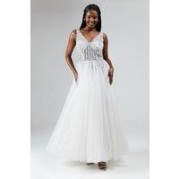 Embellished Lace Full Skirted Wedding Dress