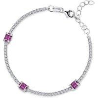 Jewelco London Women's Sterling Silver Red CZ Trilogy Eternity Style Line Bracelet 6>7" - RE42824RB in White