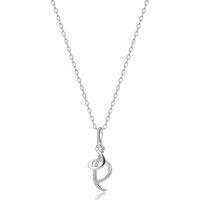 Jewelco London Women's Sterling Silver CZ Ampersand Style Twist Charm Necklace 18 inch - RE46614 in White