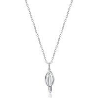 Jewelco London Women's Sterling Silver CZ Interlocked Oval Drop Charm Necklace 18 inch - RE46524 in White