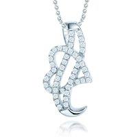 Jewelco London Women's Sterling Silver CZ Coeur-de-Rouleaux Heart Necklace 16>18 inch - RE22654 in White