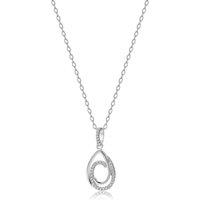 Jewelco London Women's Sterling Silver CZ Twirling Tears of Joy Charm Necklace 18 inch - RE46634 in White
