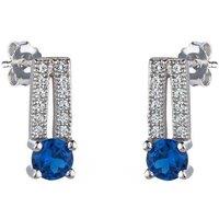 Jewelco London Women's Sterling Silver Blue CZ Semi Split Stud Earrings - RE12174SP in White