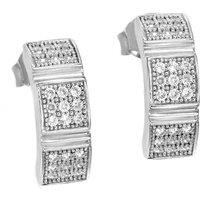 Jewelco London Women's Sterling Silver CZ Triple Block Drop Earrings - RE5834 in White
