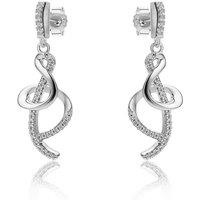 Jewelco London Women's Sterling Silver CZ Ampersand Style Twist Drop Earrings - RE46624 in White