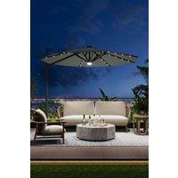 Round Outdoor Garden Cantilever Parasol with Solar Lights