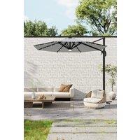 Round Outdoor Garden Cantilever Parasol with Solar Lights