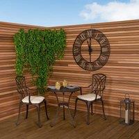 Charles Bentley Furniture 3 Piece Cast Aluminium Bistro Set Table & 2 Arm Chairs in Brown