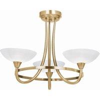 Netlighting Cagney 3 Light Semi Flush Multi Arm Ceiling Light Antique Brass White Glass G9 in Gold