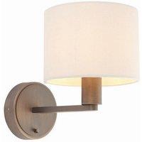 Netlighting Daley Wall Lamp Antique Bronze Plate Marble Fabric Round Shade With Usb Socket in Brown