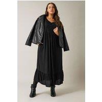 Evans Women's Broderie Maxi Dress in Black | Size: 22-24