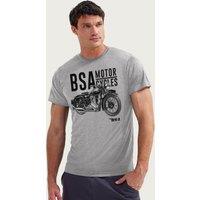 BSA Men's Motorcycles Golden Flash T-Shirt in Mid Grey | Size: XL